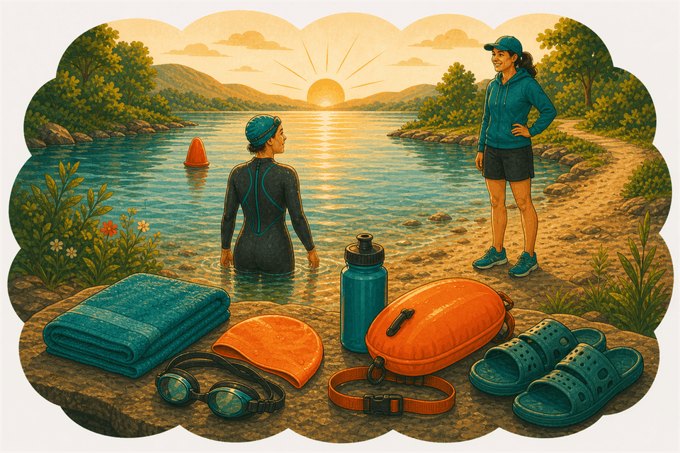 Illustration: Lista para tu primera nadada en aguas abiertas (antes de entrar)