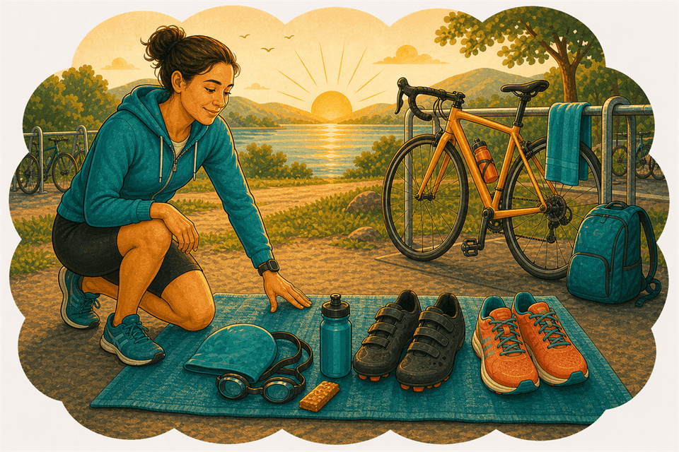 Illustration: Checklist de transition pour ton premier triathlon : quoi préparer et quoi faire