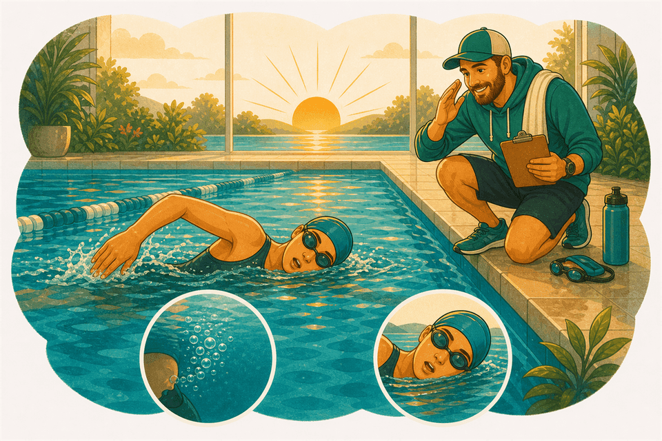 Illustration: Comment respirer en nageant le crawl, calmement, dès le tout début