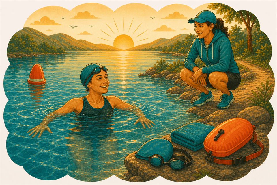 Illustration: Boiar batendo pernas e a habilidade de flutuar para descansar para iniciantes